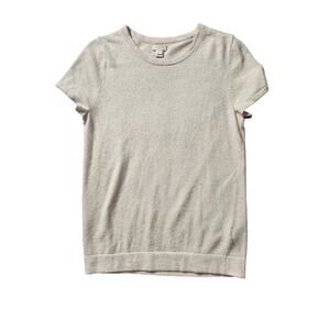 J Crew Cream Merino Wool Blend Minimalist Timeless Relaxed Short Sleeve Tee in S